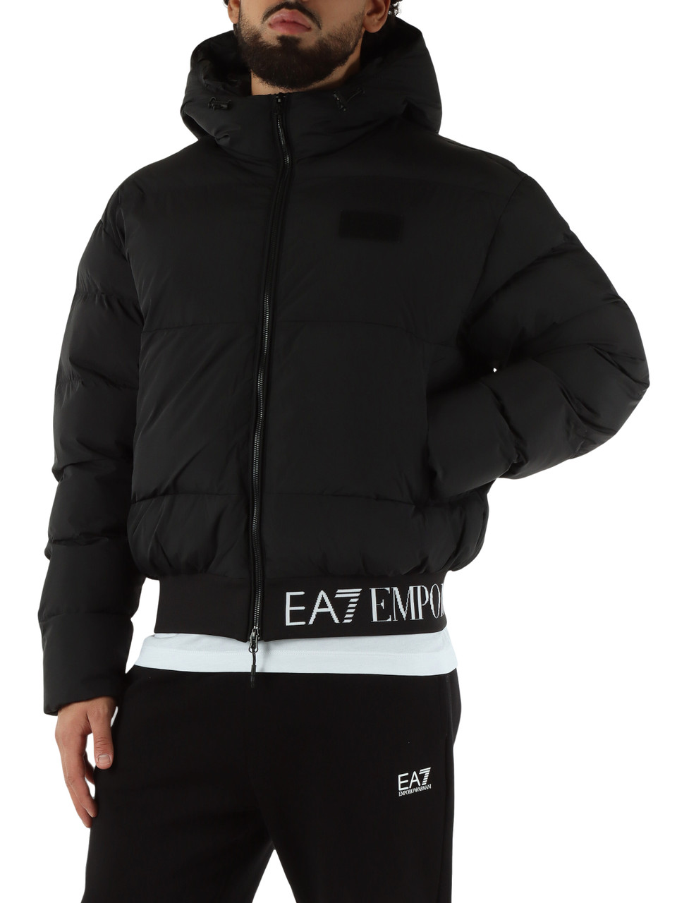 SCHWARZ | Modern Fit Steppjacke mit Kapuze