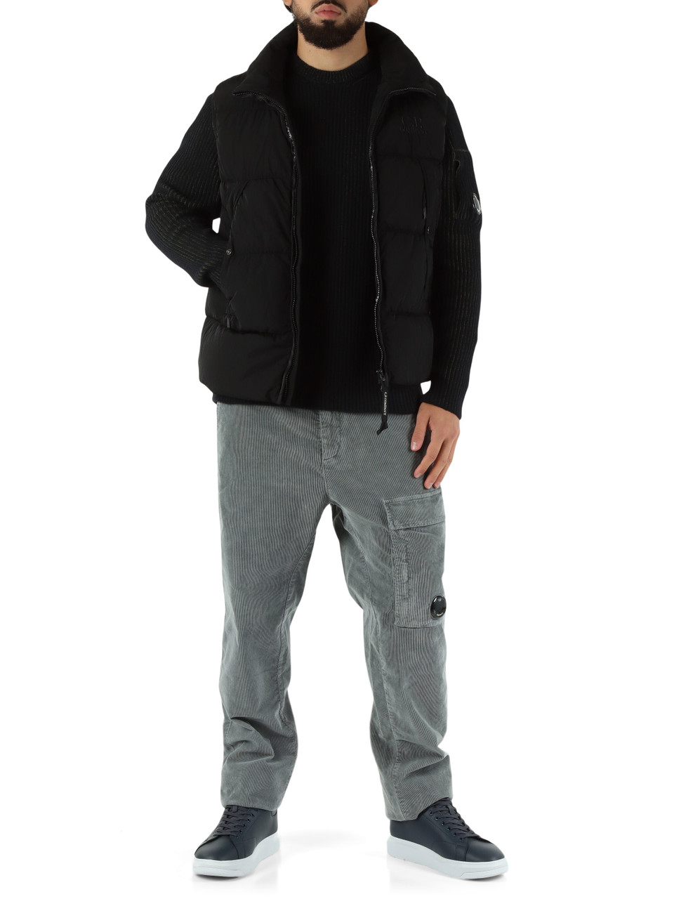 BLU SCURO | Maglia girocollo a coste in misto lana