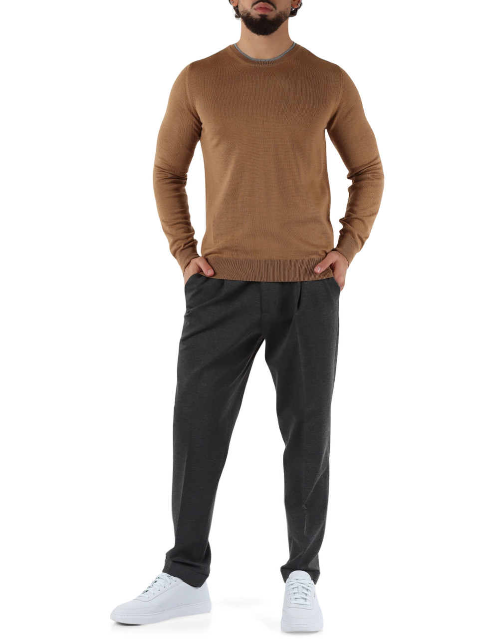 GRIGIO SCURO | Pantalone in misto viscosa con pinces