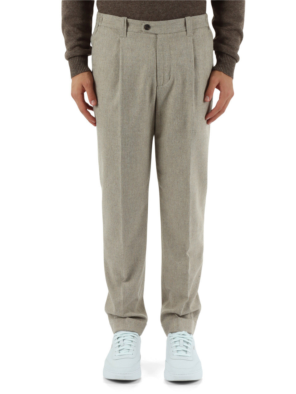 BEIGE | Pantalone in misto lana e viscosa con pinces