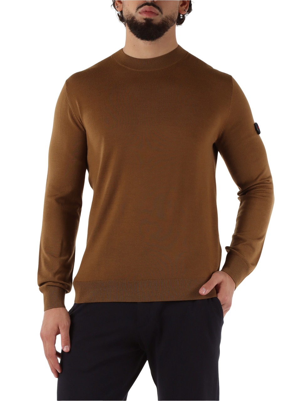 MARRONE CHIARO | Maglia girocollo in lana THERA