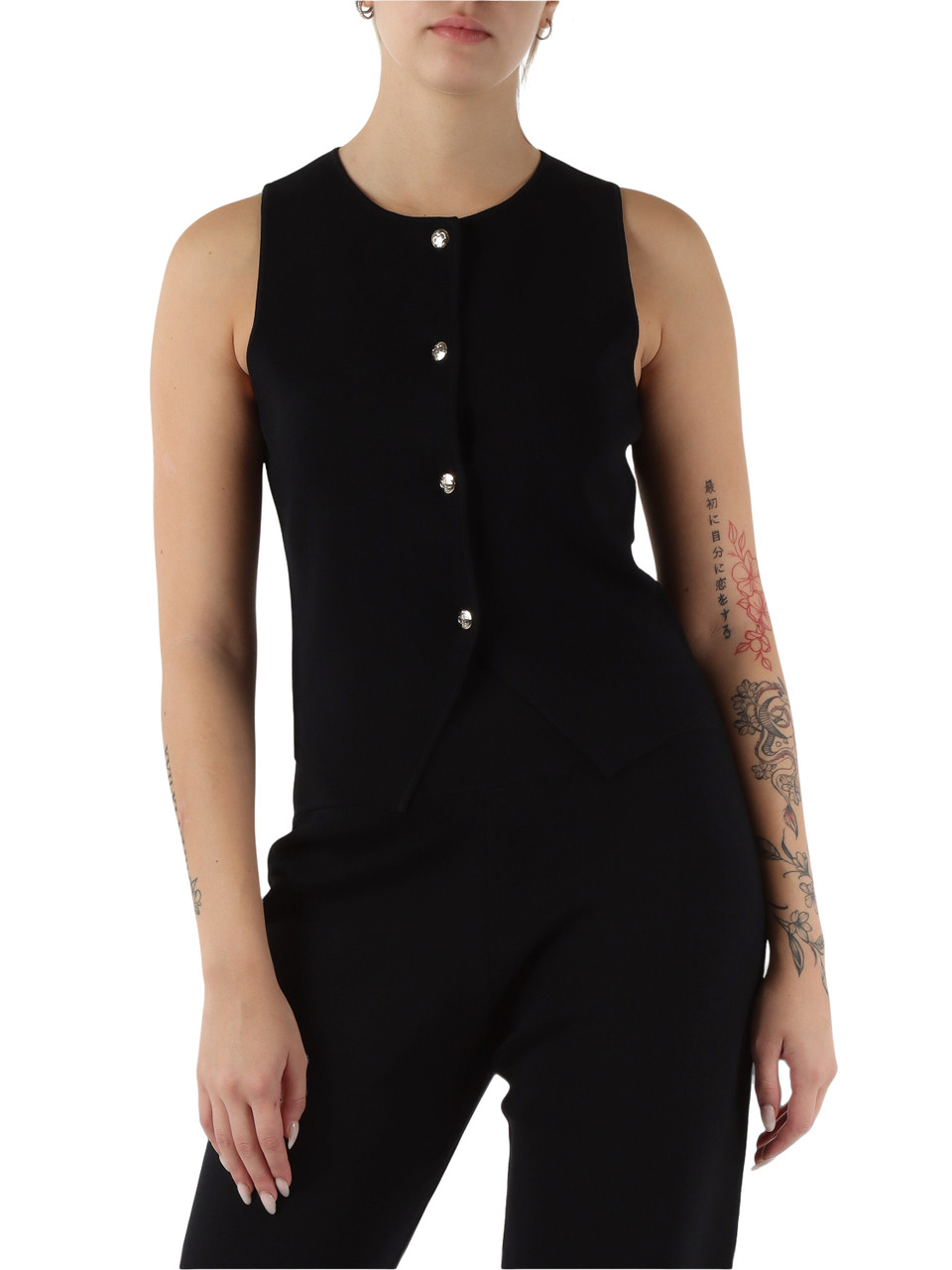 NERO | Gilet girocollo in misto viscosa