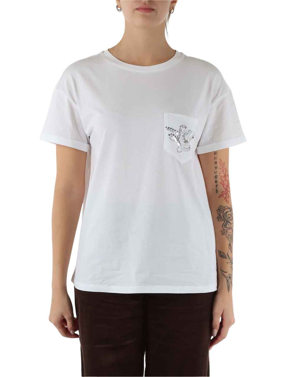 BIANCO | T-shirt in cotone con taschino frontale