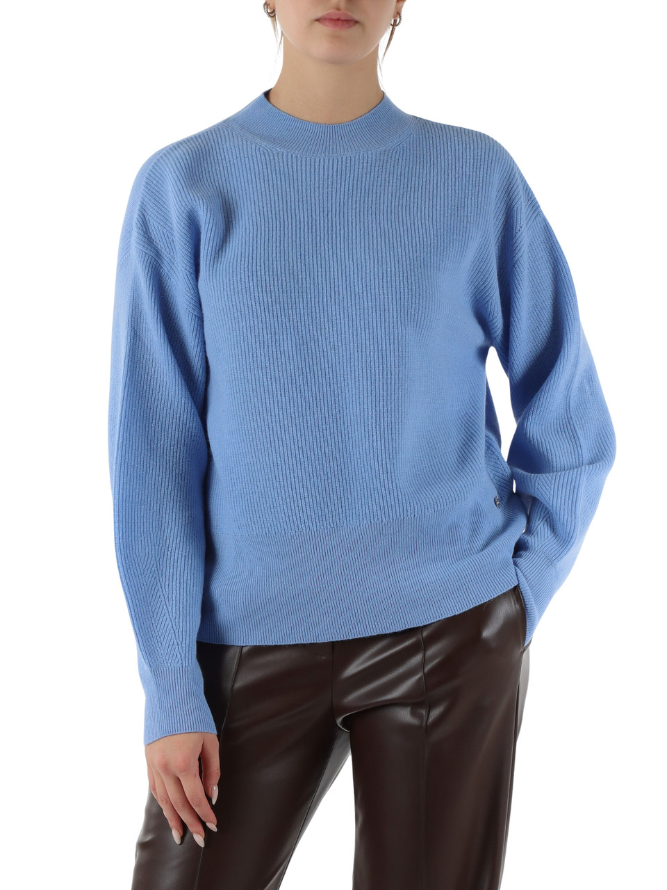 AZZURRO | Maglia in lana e cashmere con apertura sul retro