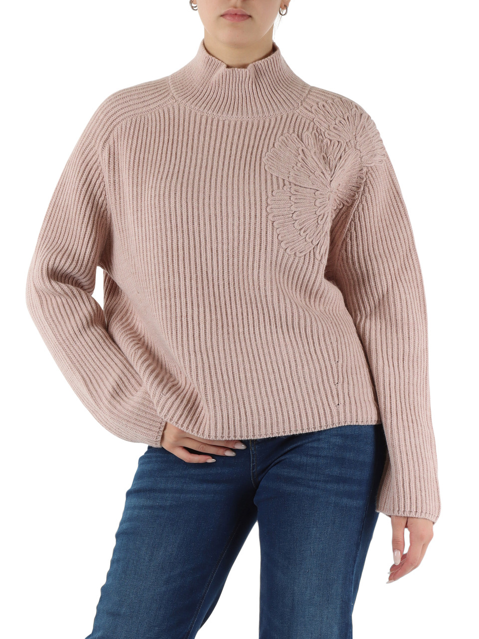 ROSA | Maglia in misto lana con ricamo floreale