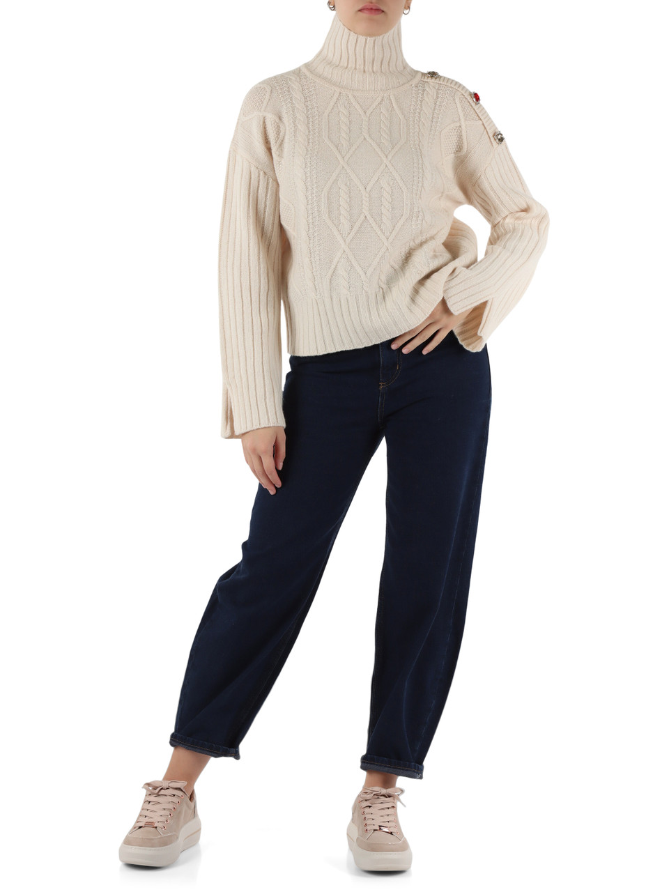 NUDE | Maglia in misto lana con pietre applicate