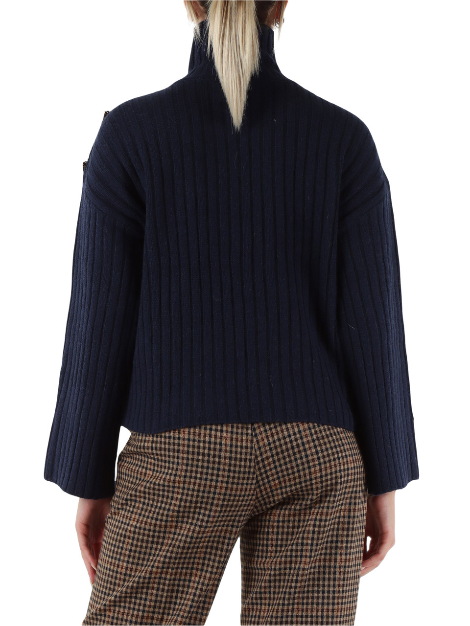 BLU | Maglia in misto lana con pietre applicate