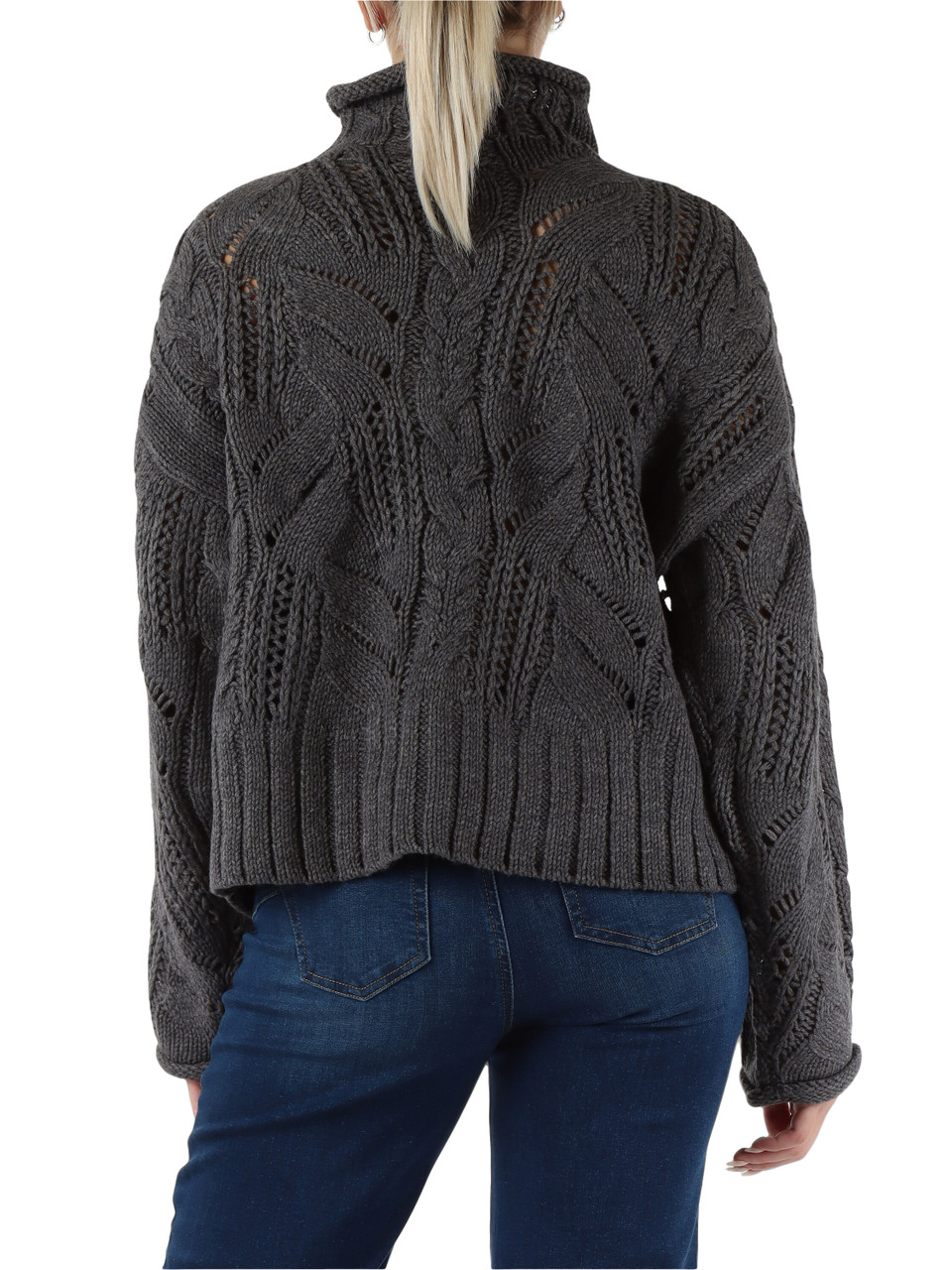 GRIGIO | Maglia in misto lana con strass