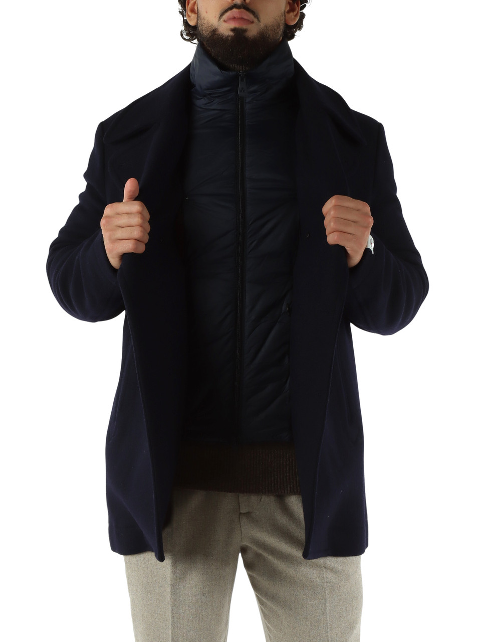 BLU SCURO | Caban imbottito PITLOCH WOOL