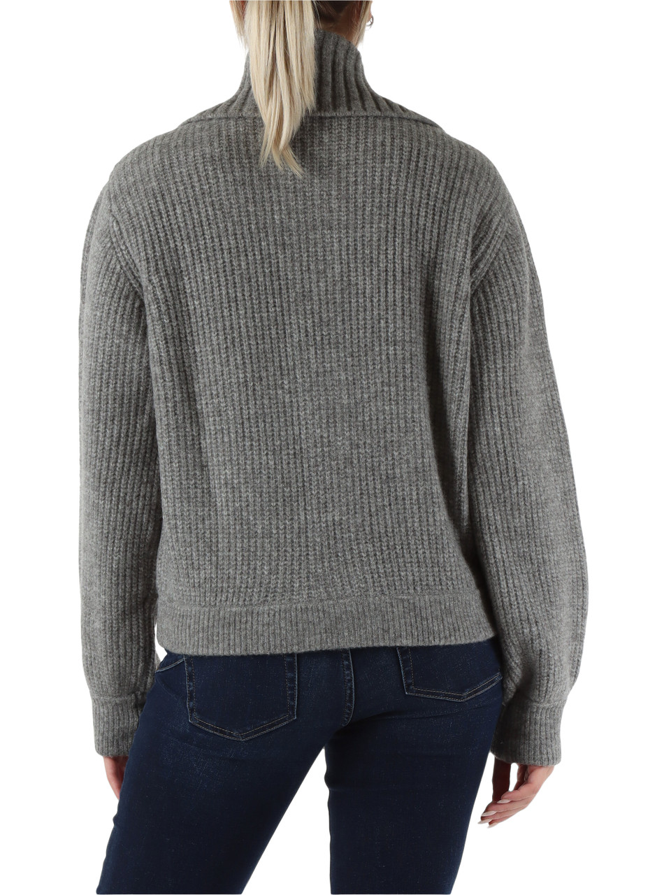 GRIGIO | Cardigan in misto lana con spilla rimovibile