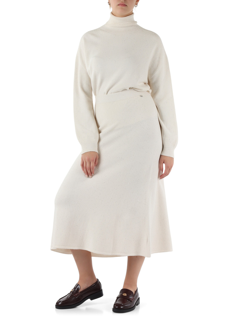 PANNA | Maglia collo alto in misto viscosa con micro paillettes