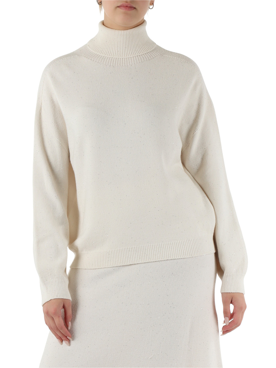 PANNA | Maglia collo alto in misto viscosa con micro paillettes