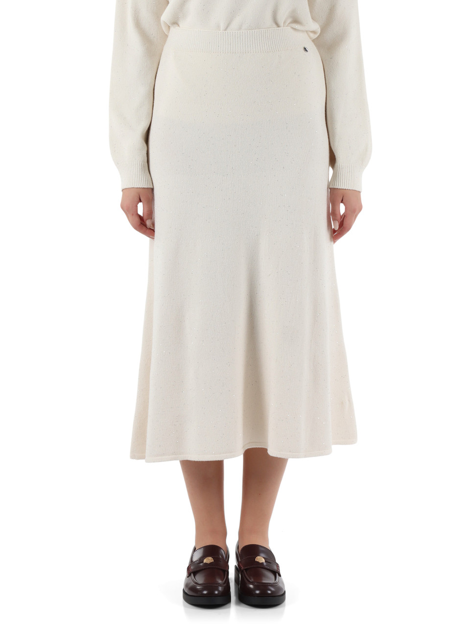 PANNA | Gonna midi in misto viscosa con micro paillettes