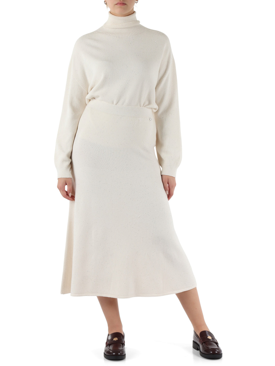PANNA | Gonna midi in misto viscosa con micro paillettes