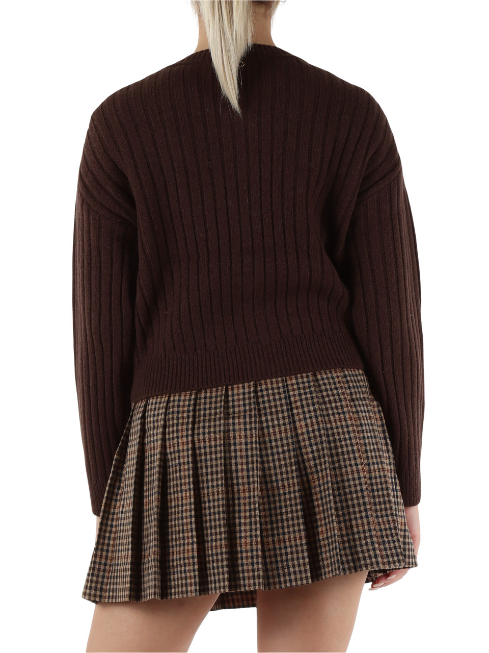 MARRONE | Cardigan in misto lana con bottoni gioiello