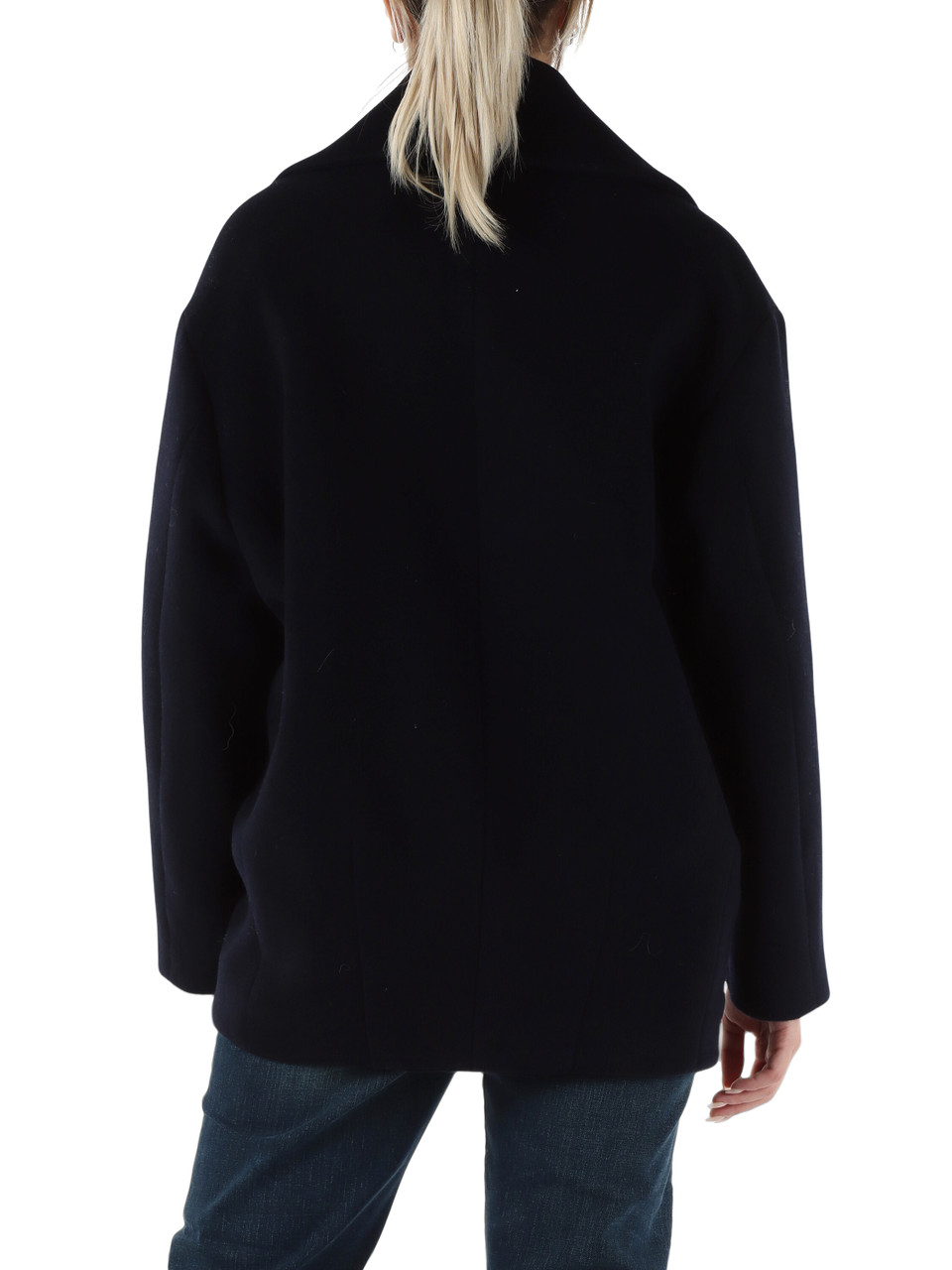 BLU SCURO | Caban in misto lana con spilla rimovibile