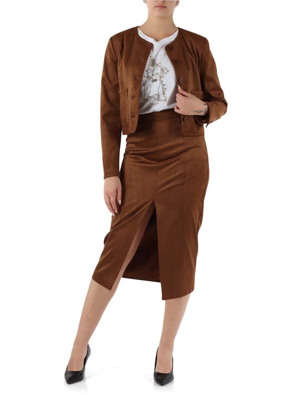 MARRONE | Giacca in eco suede