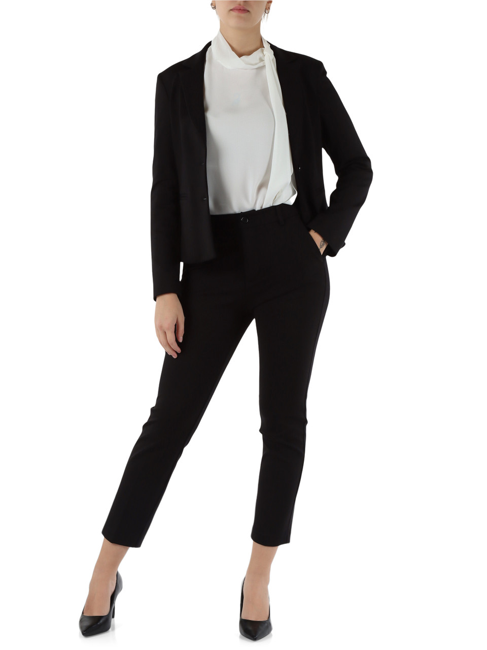 NERO | Pantalone in misto viscosa con placca logo