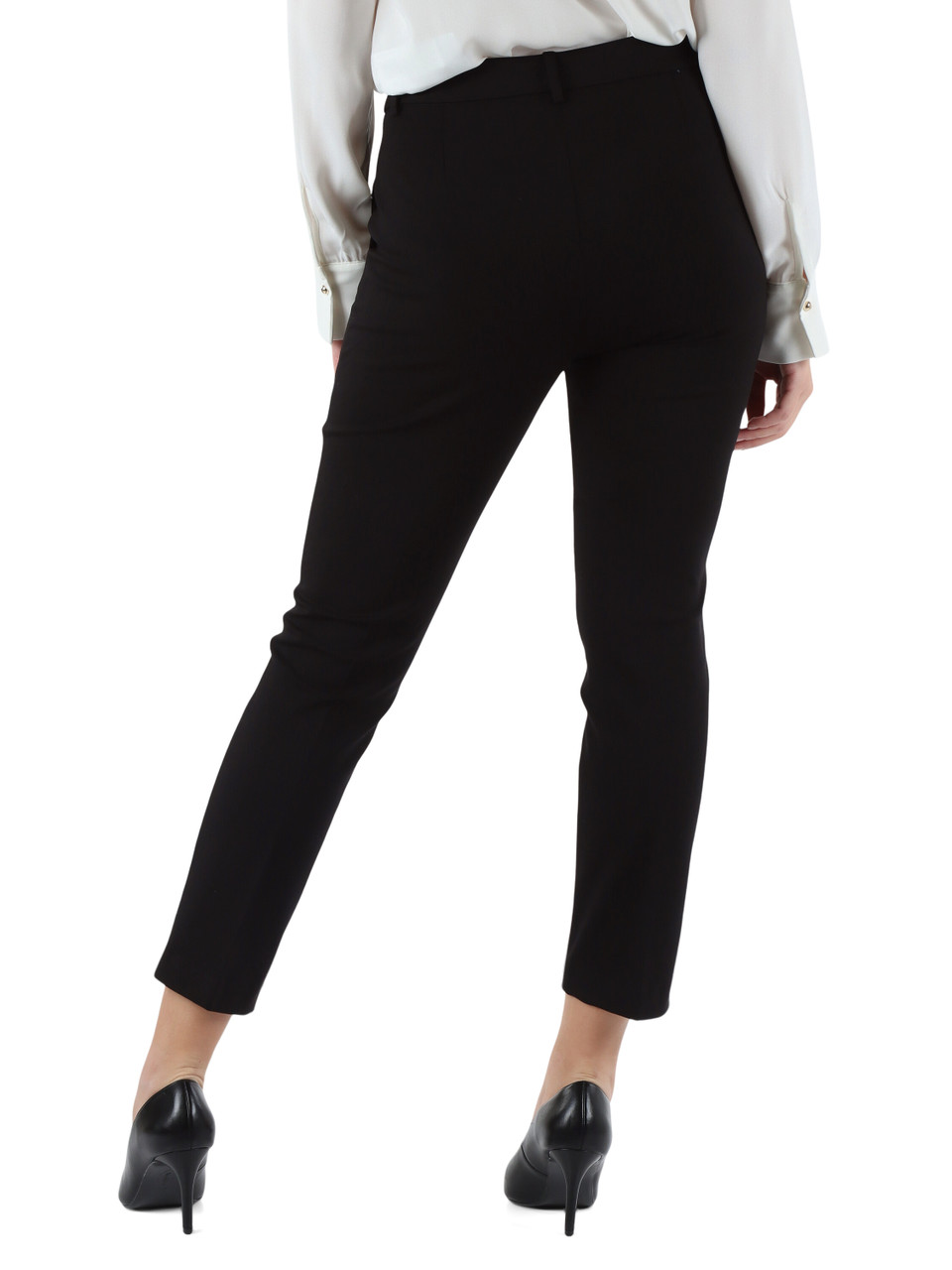 NERO | Pantalone in misto viscosa con placca logo