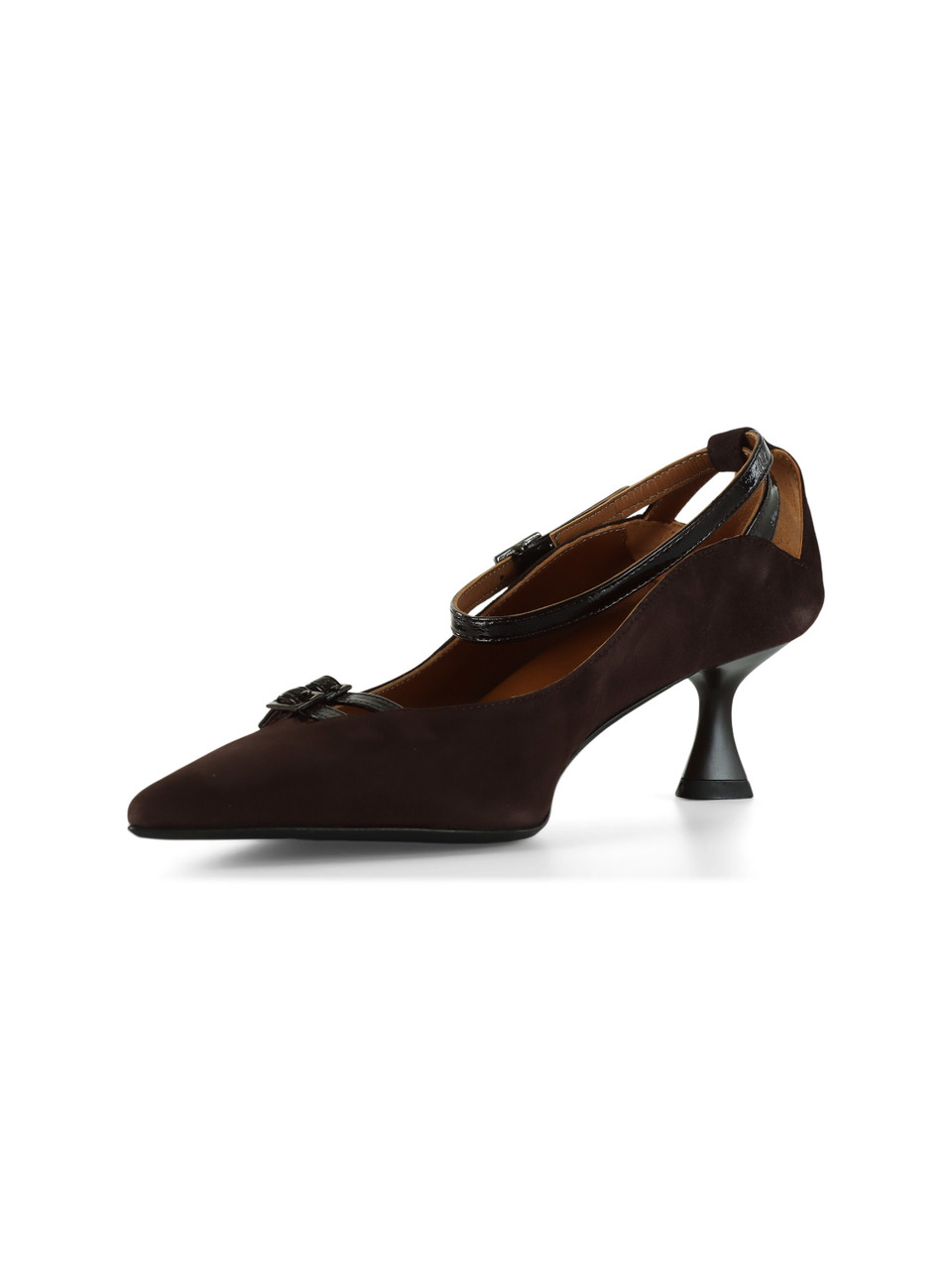 MARRONE | Décolleté in pelle con tacco a rocchetto