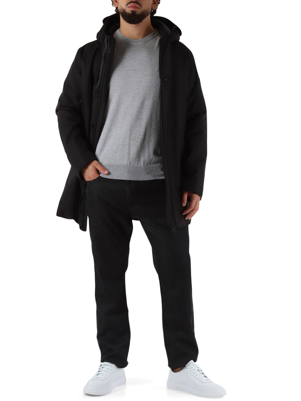 NERO | Giaccone imbottito con cappuccio