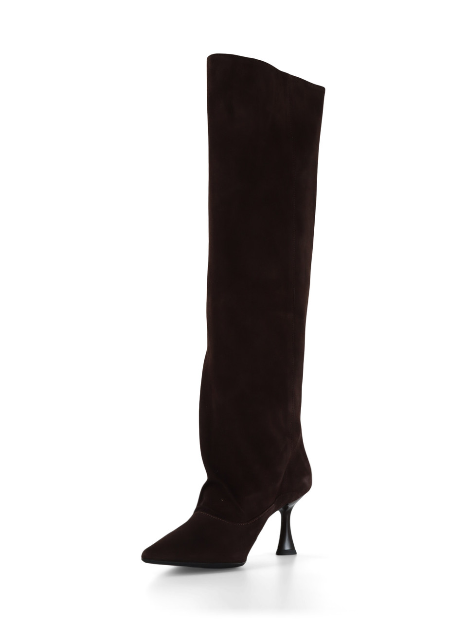 MARRONE | Stivali in suede con tacco a rocchetto