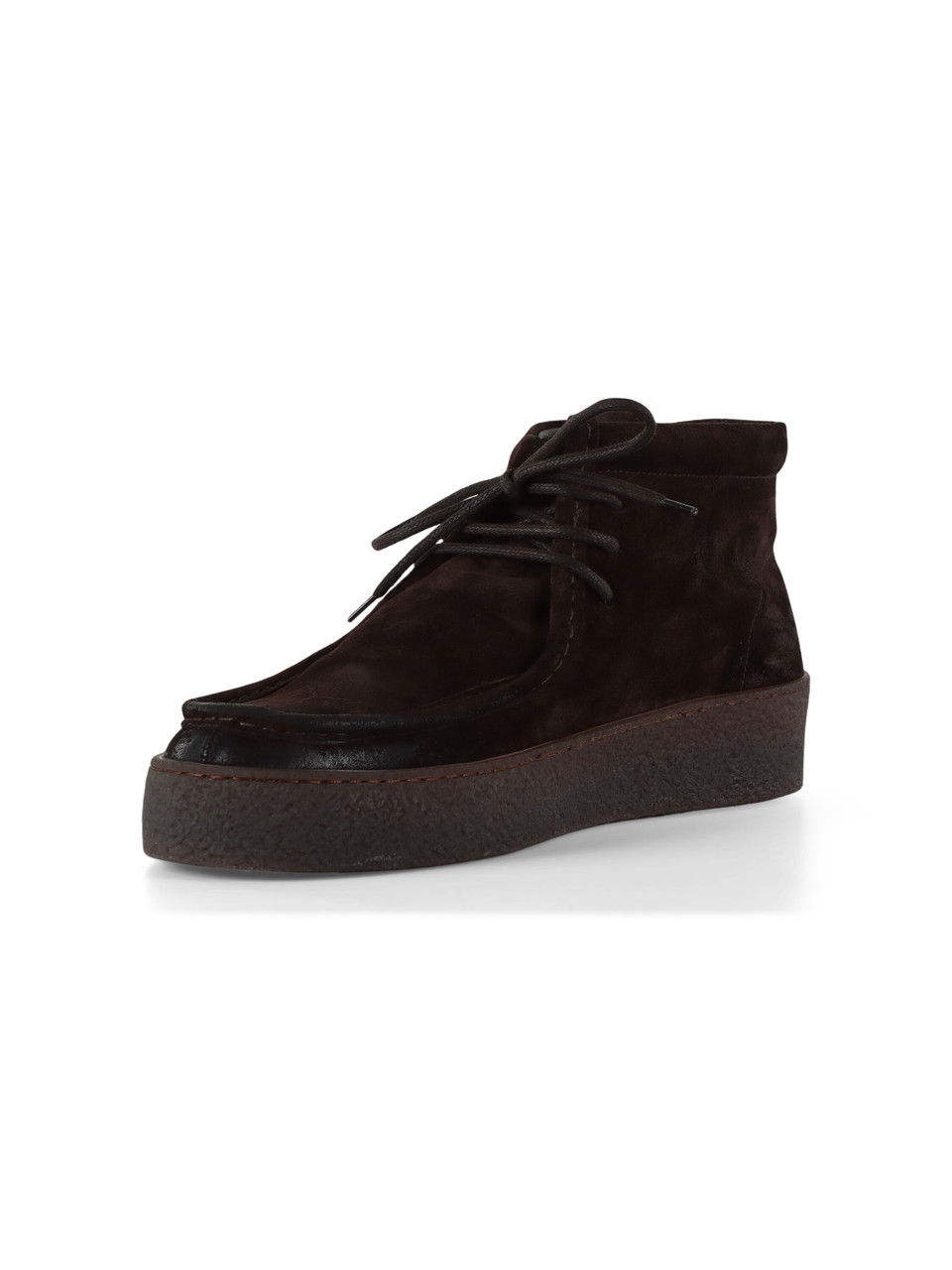 MARRONE | Stringata alta in suede