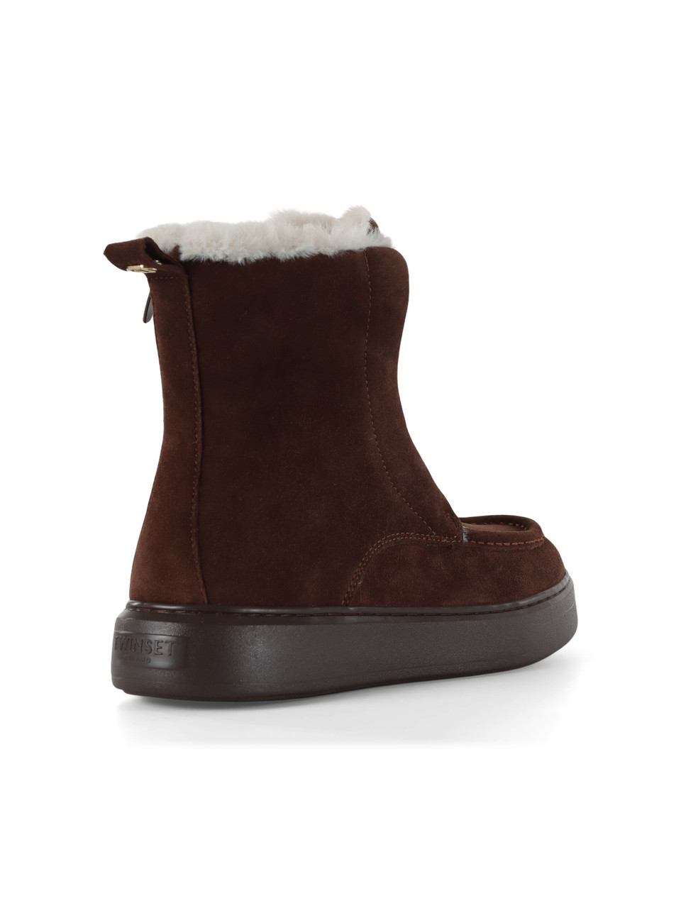 MARRONE | Stivaletti in suede con interno in ecopelliccia