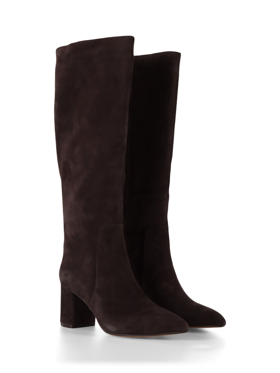 MARRONE | Stivali in suede con tacco largo