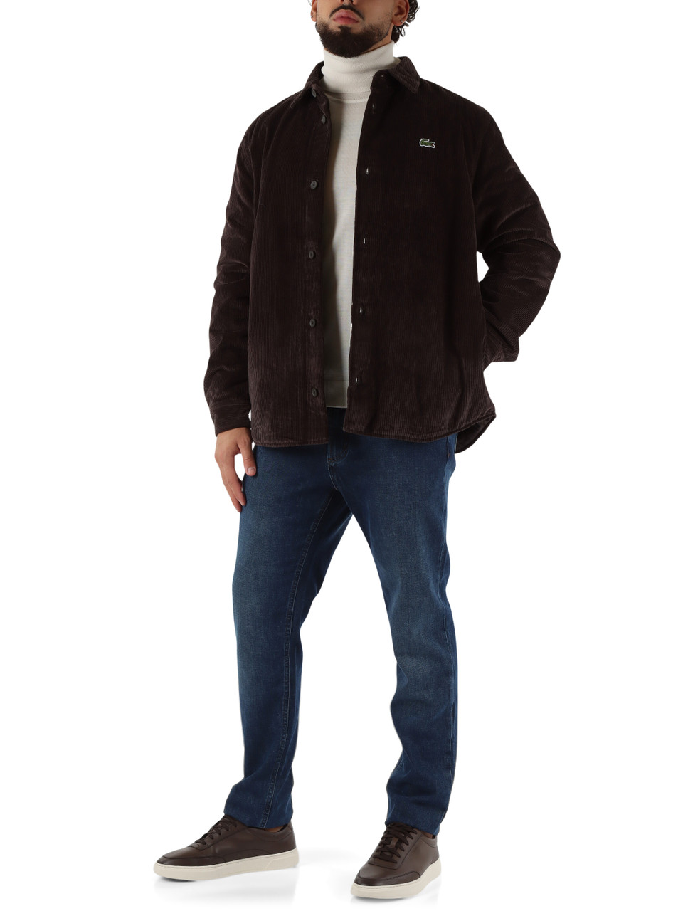 MARRONE | Overshirt in velluto con leggera imbottitura