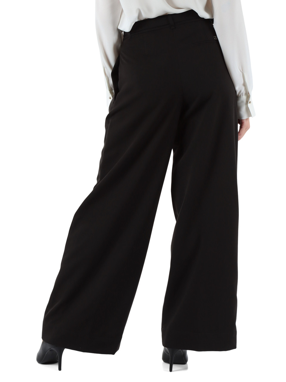 NERO | Pantalone gamba larga in misto viscosa