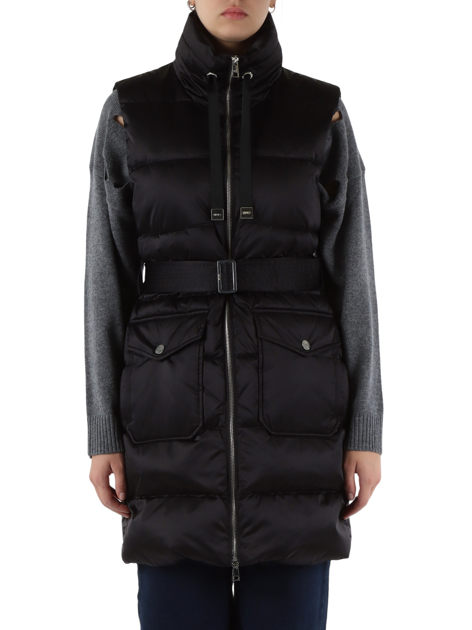 NERO | Piumino smanicato con cintura