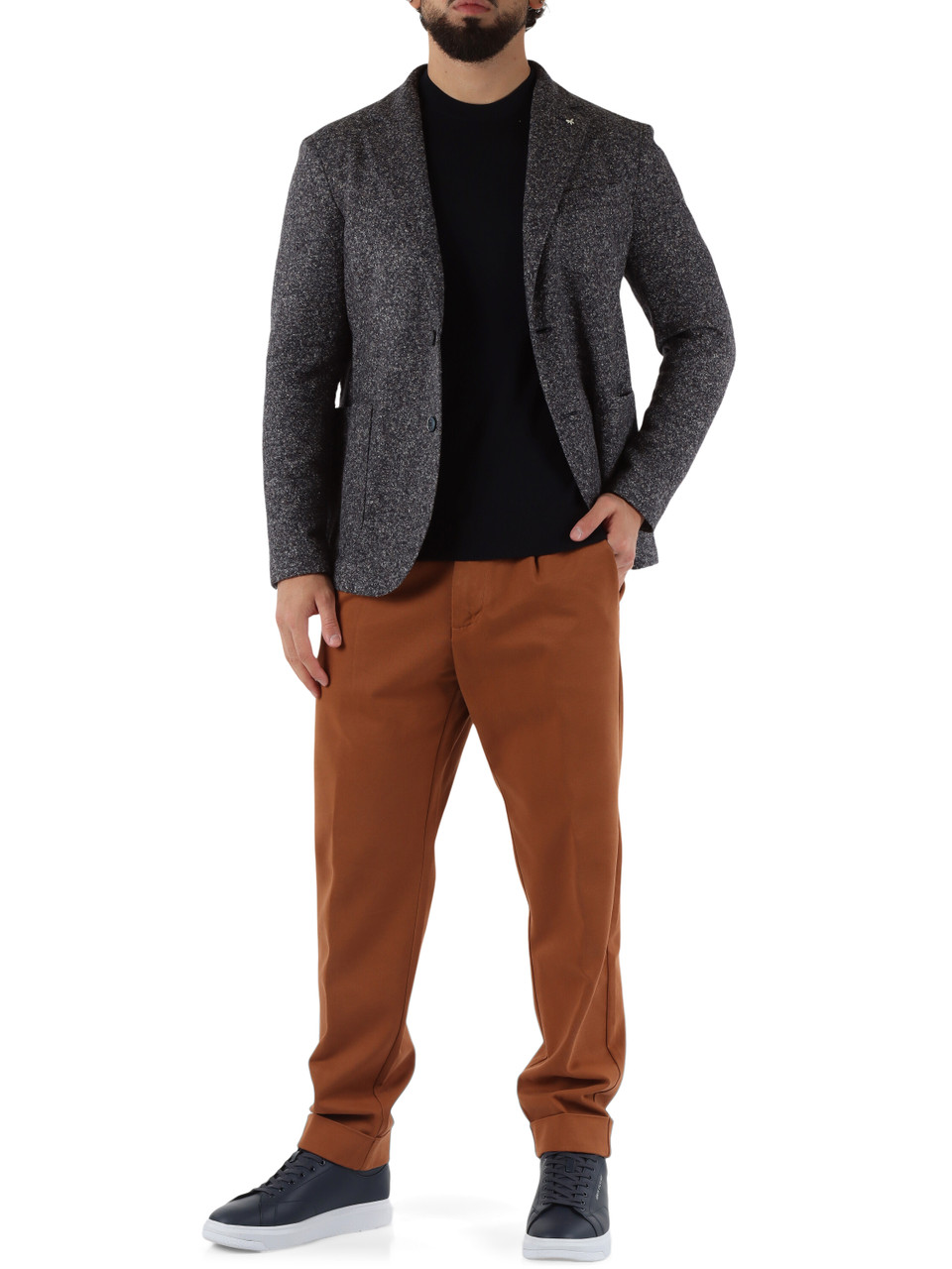 BLU SCURO | Maglia girocollo in lana merino extrafine