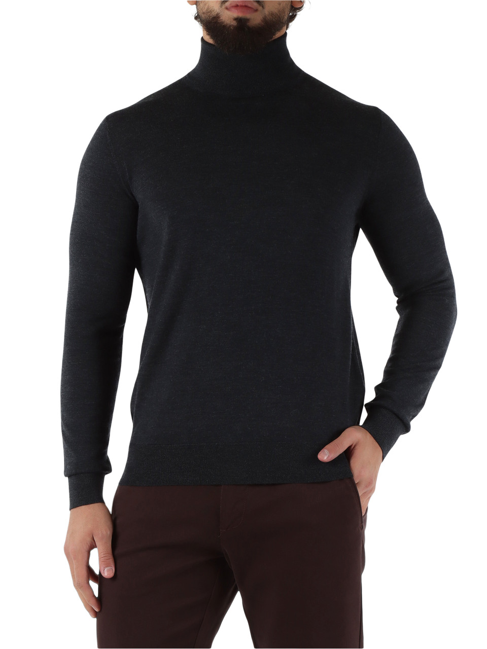 GRIGIO SCURO | Dolcevita in lana merino extrafine