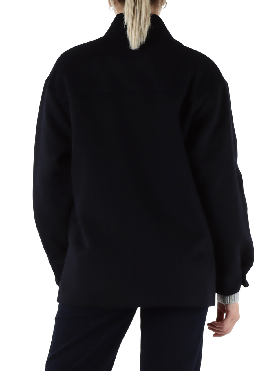 BLU SCURO | Cappottino overshirt in misto lana