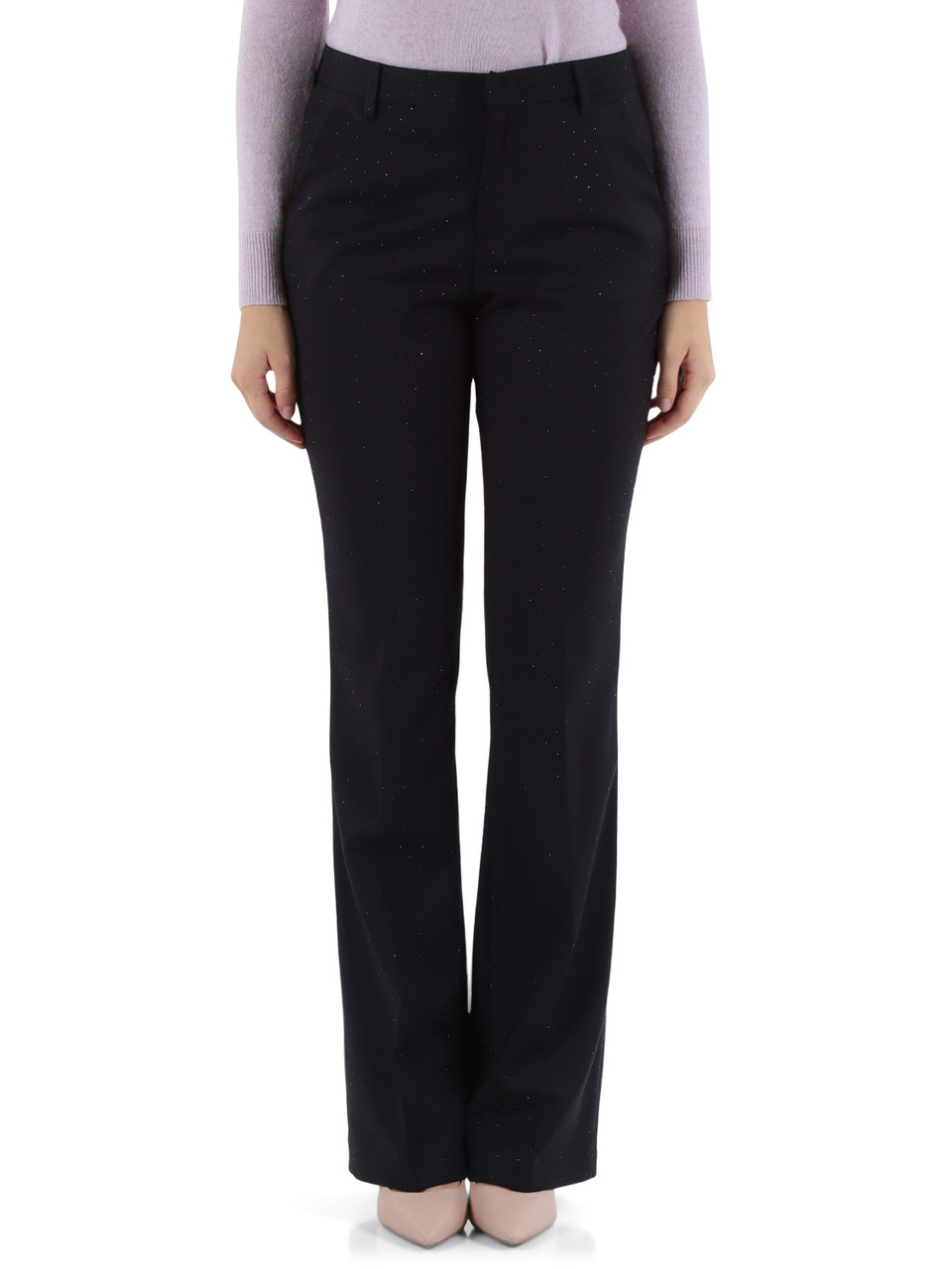 BLU SCURO | Pantalone in misto viscosa con strass