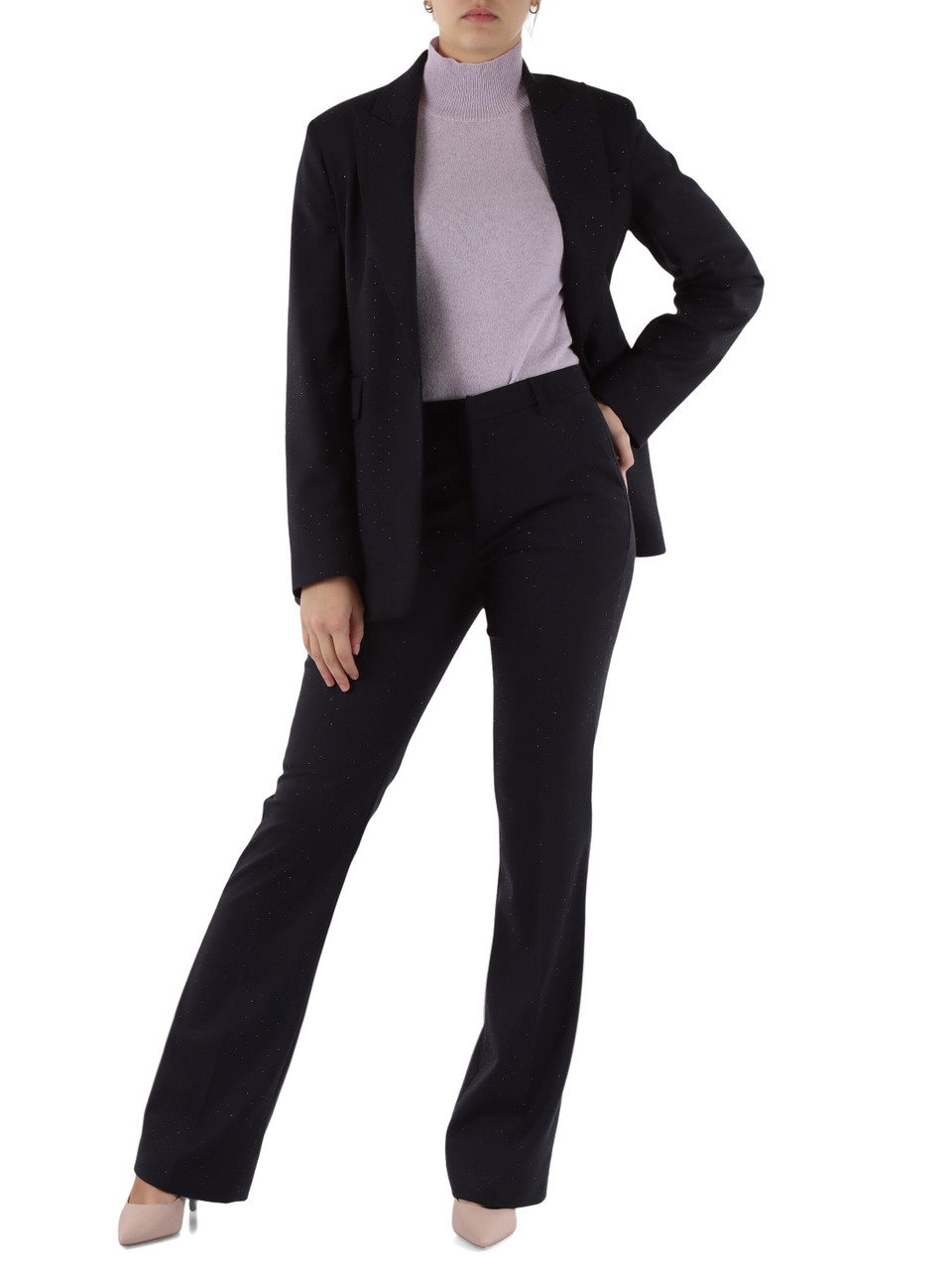 BLU SCURO | Pantalone in misto viscosa con strass