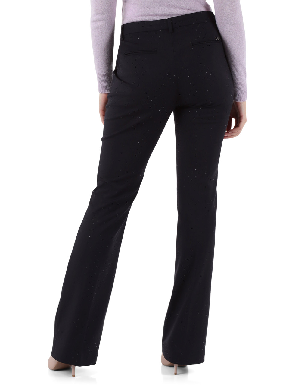 BLU SCURO | Pantalone in misto viscosa con strass