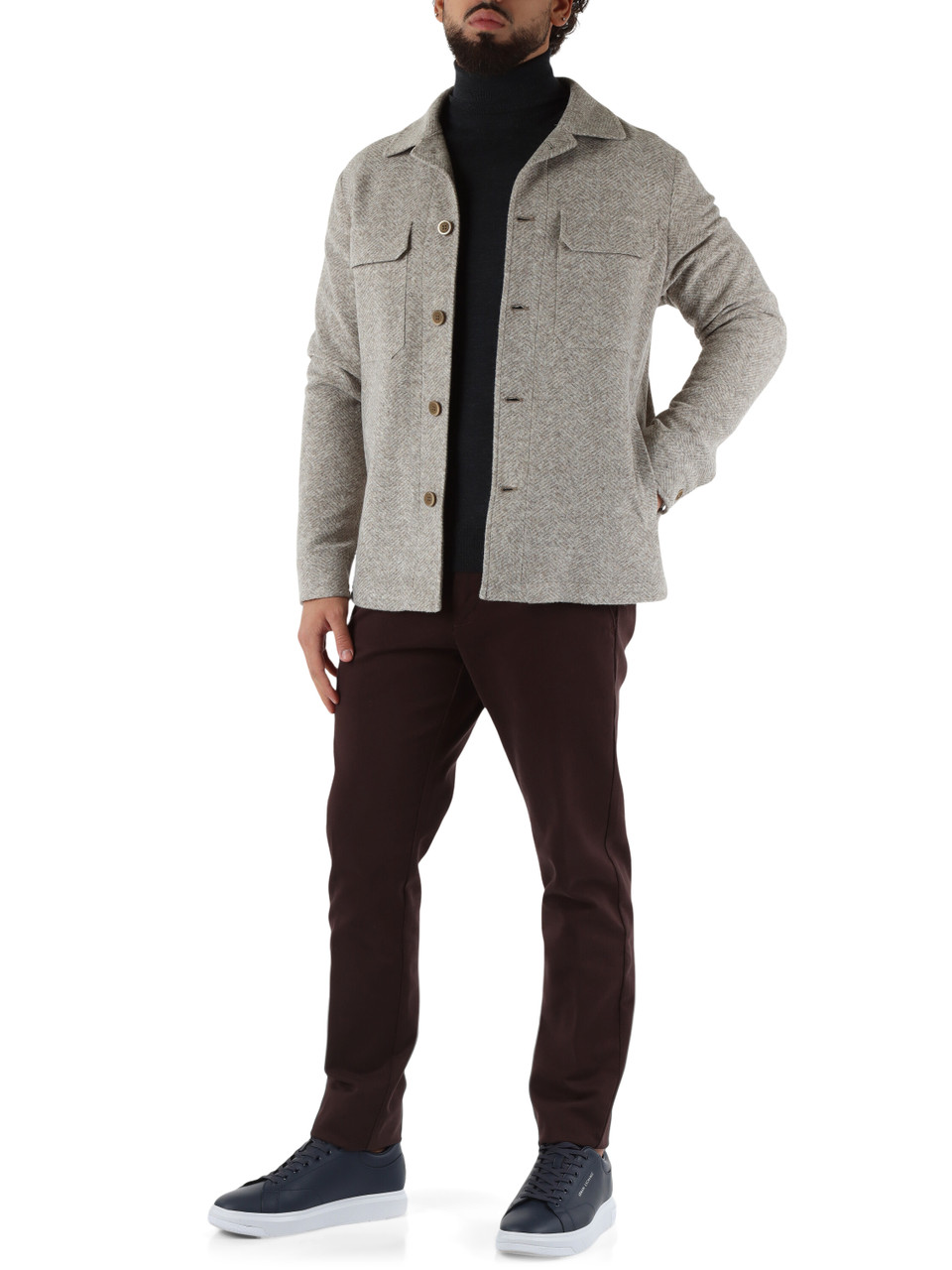 BEIGE | STUDIO: Overshirt in misto lana ORLANDO