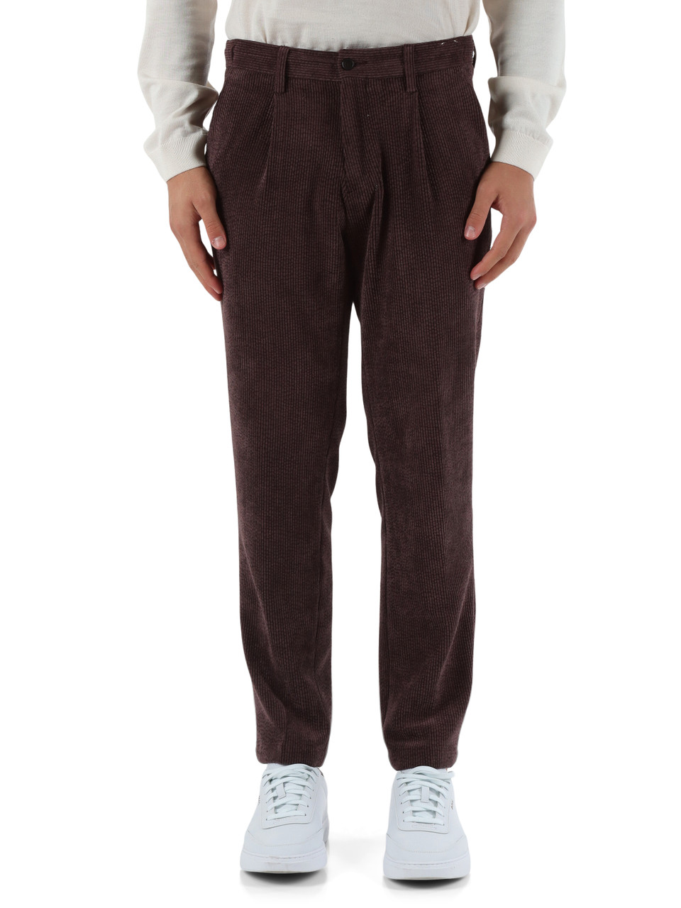 MARRONE | Pantalone BERLINO Jogger fit in velluto a coste