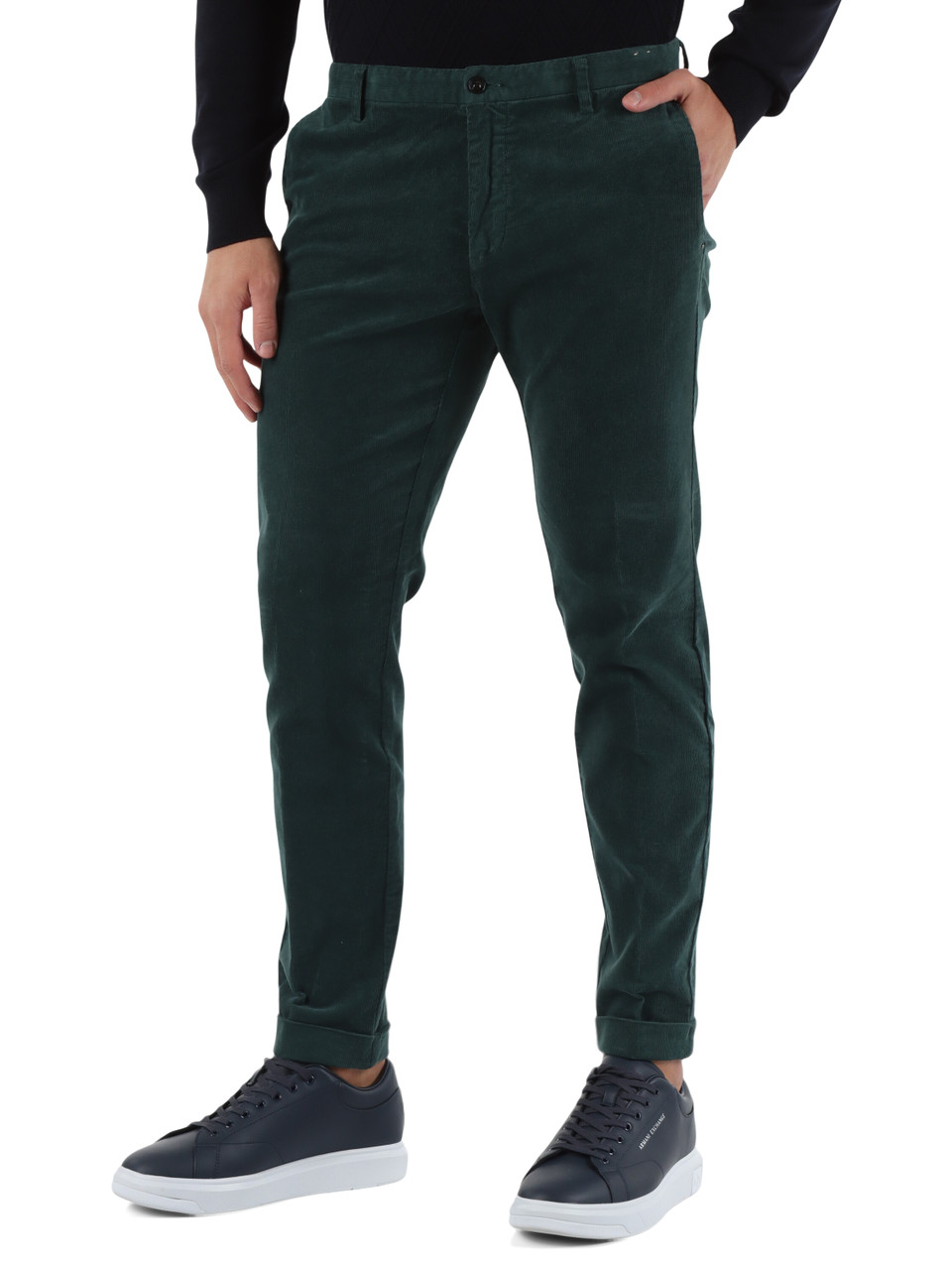 VERDE SCURO | Pantalone SASA Slim fit in velluto a costine