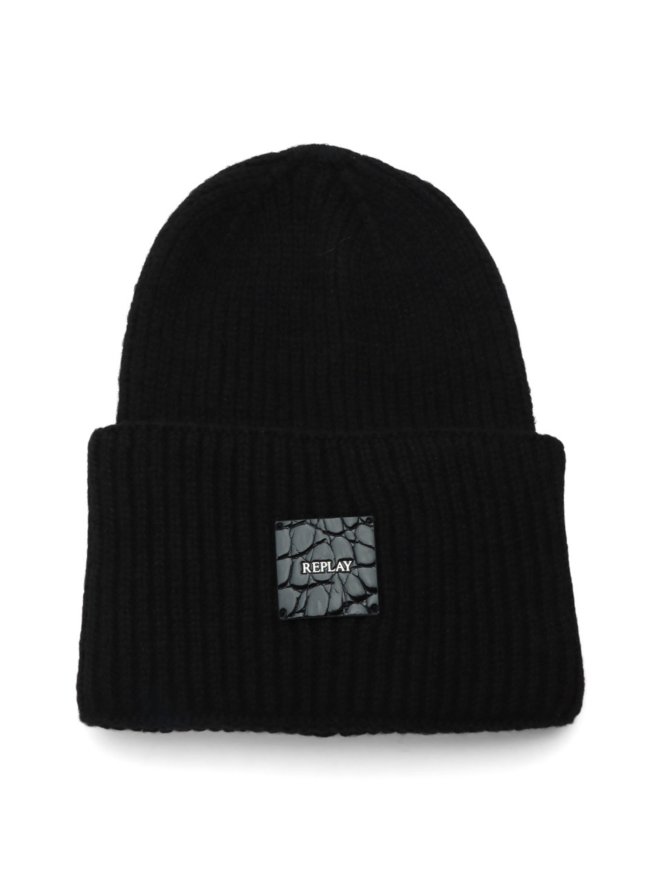 NERO | Cappello in misto lana con patch logo frontale