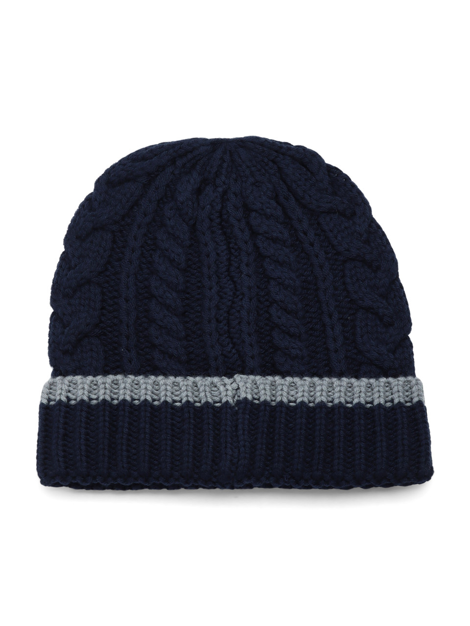 BLU SCURO | Cappello a trecce in misto lana merino
