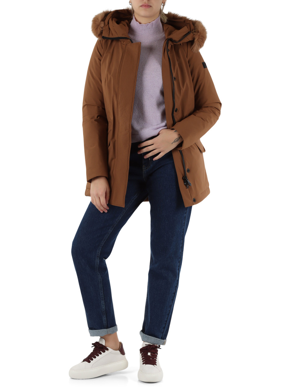 MARRONE CHIARO | Piumino in tessuto stretch DONNET KL FUR