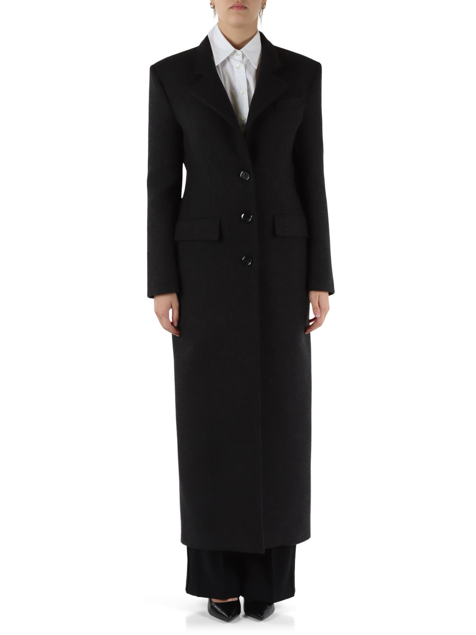GRIGIO SCURO | Cappotto lungo in misto lana JACINTA