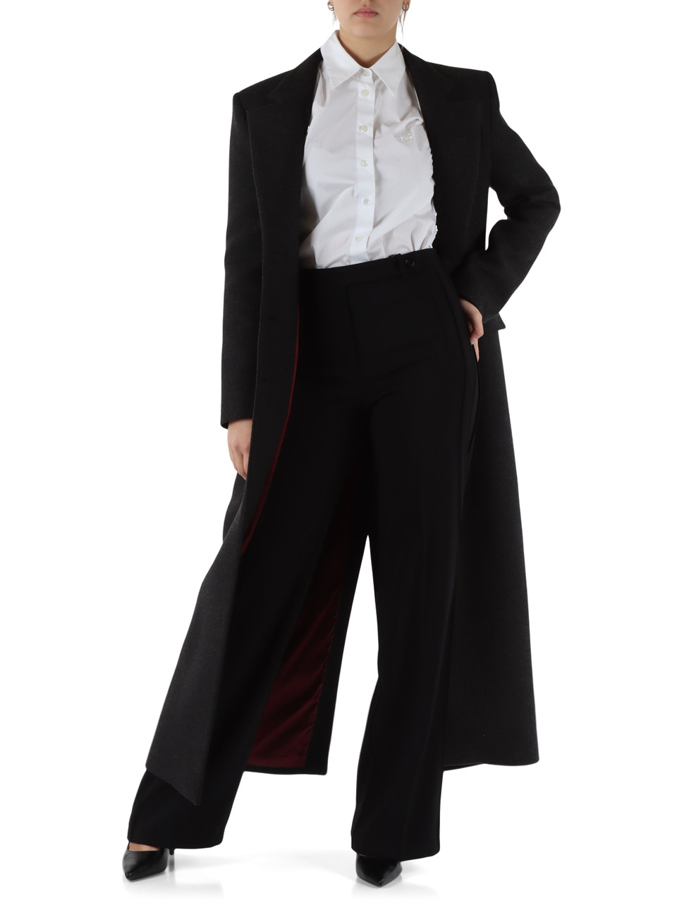 GRIGIO SCURO | Cappotto lungo in misto lana JACINTA