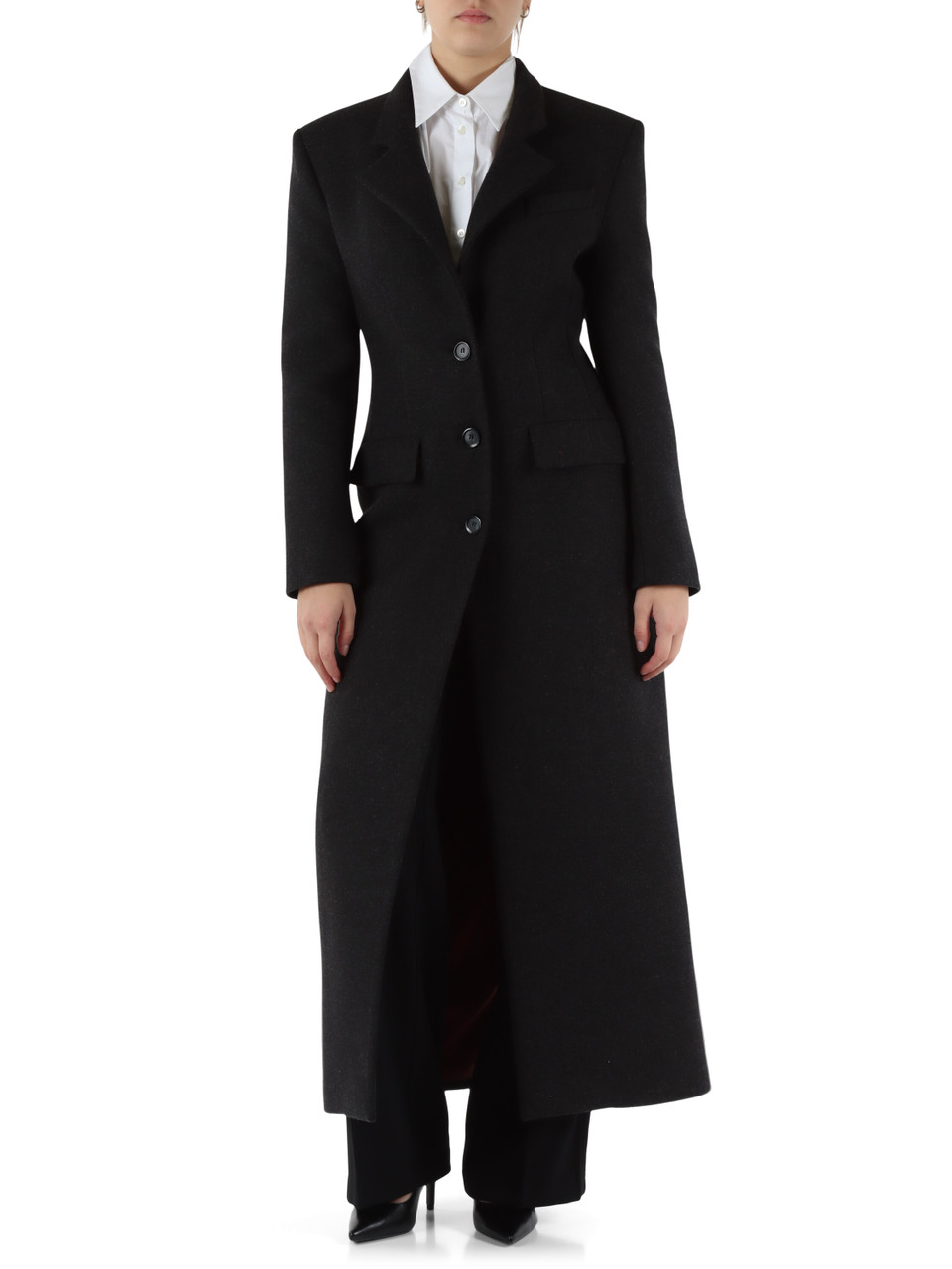 GRIGIO SCURO | Cappotto lungo in misto lana JACINTA