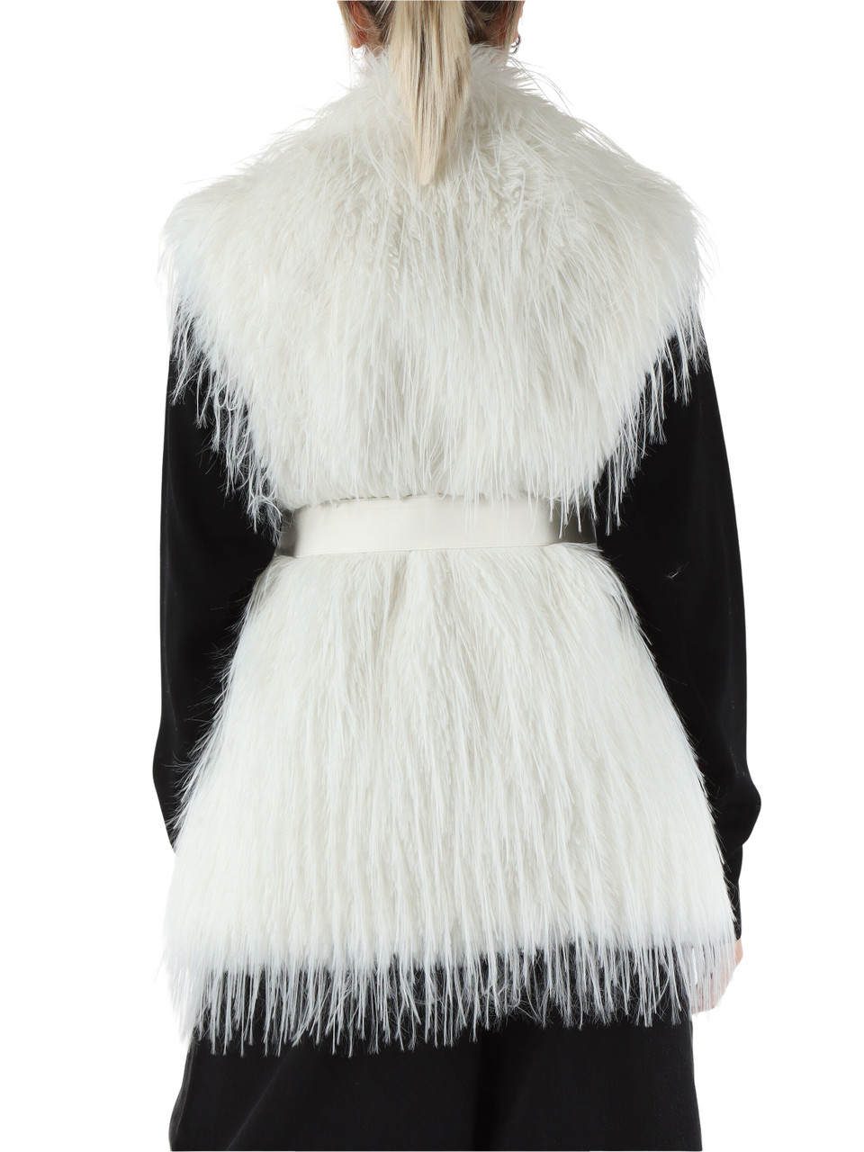 BIANCO | Gilet in ecopelliccia NEVA con cintura