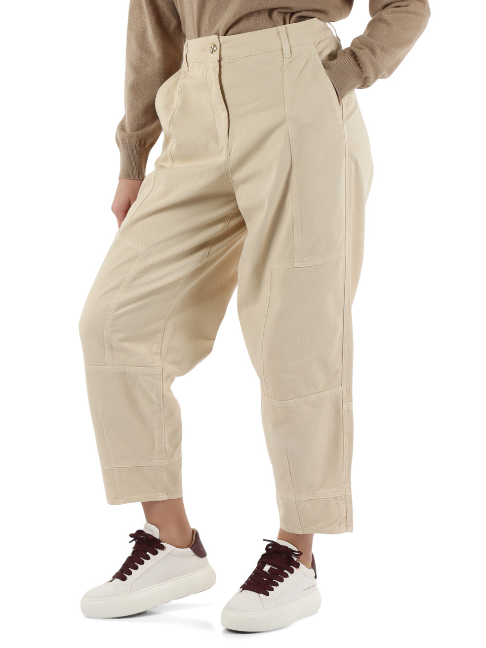 BEIGE | Pantalone balloon in cotone stretch PECORINO