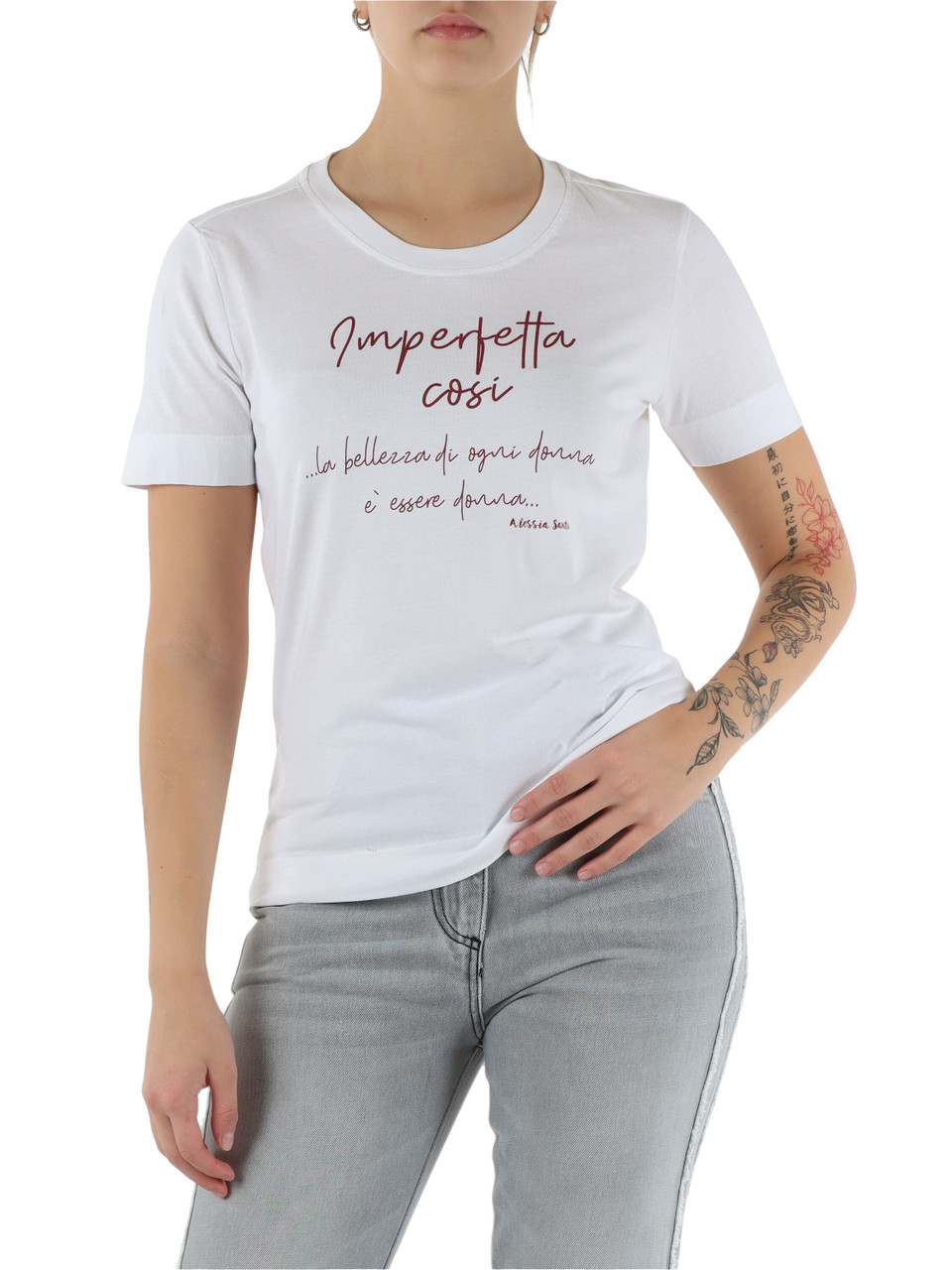BIANCO | T-shirt in cotone con stampa frontale